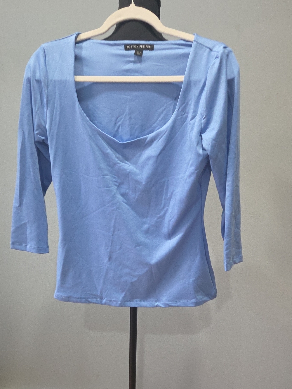 Boston Proper Sky Blue Long Sleeve Scoop Neck Top
